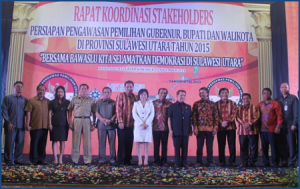 Rapat Koordinasi (Rakor) Bawaslu Sulut dihadiri Wakil Walikota Bitung, Max Lomban.