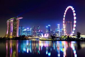 Singapore city skyline at night